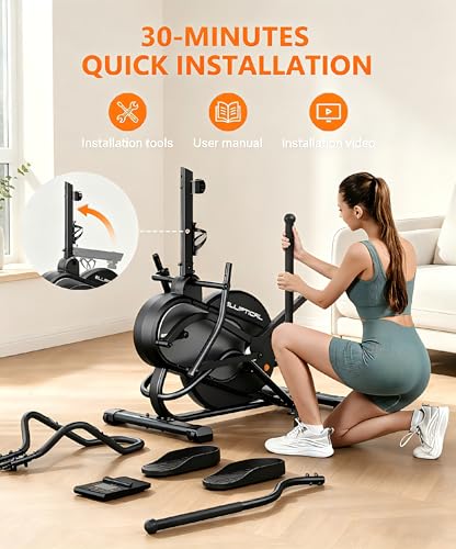 THERUN Elliptical Exercise Machine, Cardio Climber Elliptical Machine for Home, Stair Stepper Elliptical Training Machines w/ 13LBS&18LBS Flywheel, 16 Levels Resistance - color: 13LBS Flywheel Grey