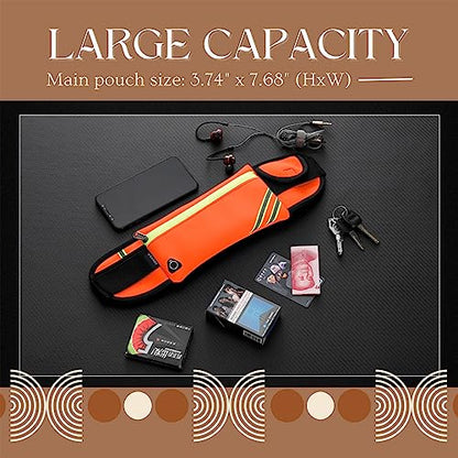 USHAKE Running Belt Fanny Pack for Women & Men, Phone Holder Waist Bag - color: Orange
