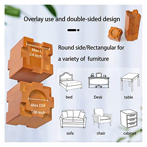 Wood Bed Risers with Non-Slip Rubber Pad Furniture 3.5 Inch 8 Pack, Brown - color: Large Brown 8pack