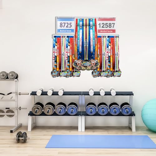 Shimeyao Medal Holder, Metal Wall Rack, 34.37 x 11.22 Inch, Silver - color: Silver, size: 34.37 x 11.22 Inch