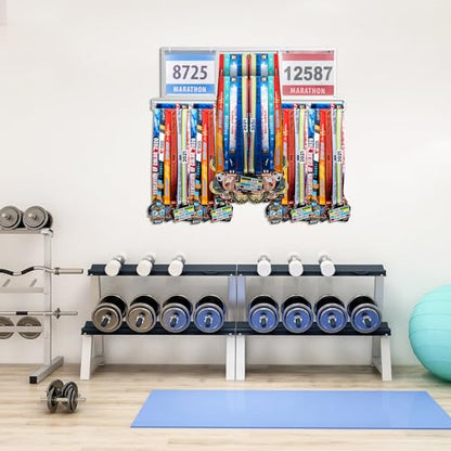 Shimeyao Medal Holder, Metal Wall Rack, 34.37 x 11.22 Inch, Silver - color: Silver, size: 34.37 x 11.22 Inch