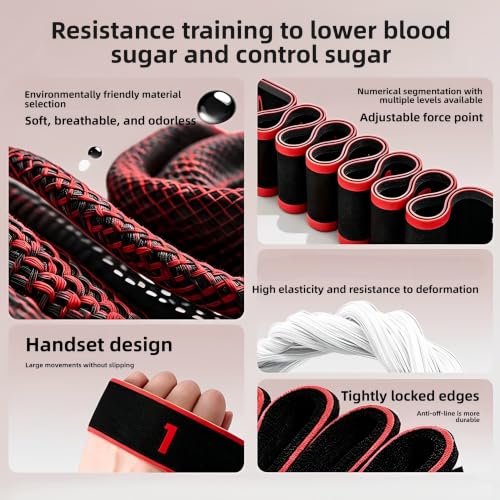 Yoga Stretch Strap with 8 Loops, Pilates Flexibility Strap - color: rose red