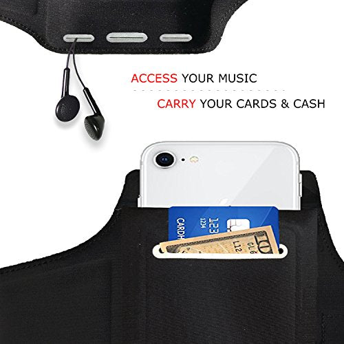 RevereSport Compatible iPhone 12 Waterproof Running Armband with Extra Pockets for Keys, Cash and Credit Cards. Phone Arm Holder for Sports, Gym Workouts and Exercise - size: 6.1" iPhone 12