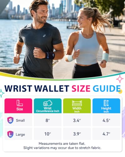 NEWZILL Wrist Wallet Wristband with Zipper - Cotton Sweatbands for Men & Women, Ideal for Running, Walking, Basketball, Football, Tennis, Hiking - color: Black, style: Small-2PCS
