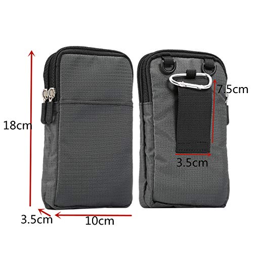 Crossbody Cell Phone Shoulder Bag, Cell Phone Belt Clip Pouch, 6.0" Small Crossbody Women Cell Phone Purse Wallet Bag with Shoulder Strap Zipper Smartphone Waist Holder Men Fanny Pack with Carabiner - color: Dark Gray 6.0 Inch (9*16.5*3.0CM)