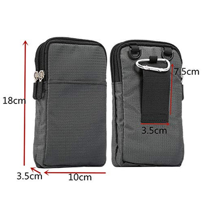 Crossbody Cell Phone Shoulder Bag, Cell Phone Belt Clip Pouch, 6.0" Small Crossbody Women Cell Phone Purse Wallet Bag with Shoulder Strap Zipper Smartphone Waist Holder Men Fanny Pack with Carabiner - color: Dark Gray 6.0 Inch (9*16.5*3.0CM)