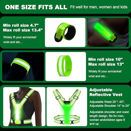 5 Color LED Reflective Running Vest with 2 LED Armbands&2 Reflective Bands