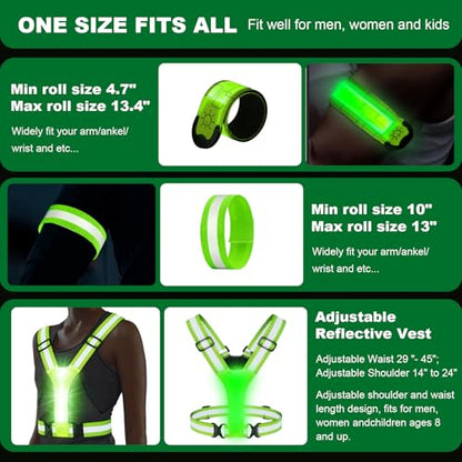 5 Color LED Reflective Running Vest with 2 LED Armbands&2 Reflective Bands
