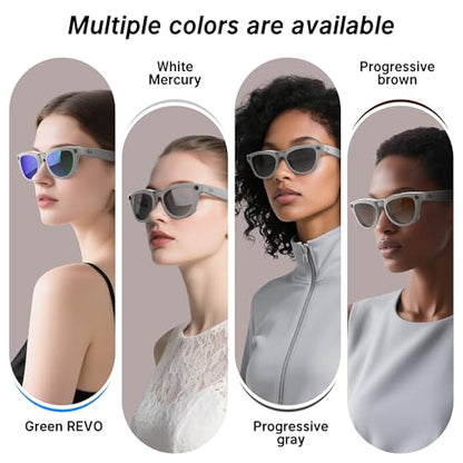 HIBLOKS Polarized Clip for RayBan Meta Skyler Gen 1/2 (RW4010/RW4014 52-20) - size: Grey Frame - Silver+Brown