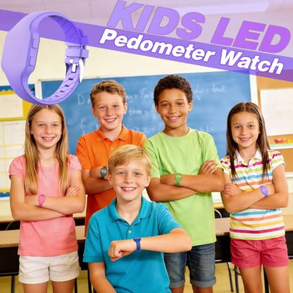 Kids Led Activity Tracker Tracker Watch for Ages 5-15, No App Required, Digital Sport Wristwatch, Waterproof, Pedometer, Alarm Clock, Silicone Strap, for Teens Children Students Boys Girls - color: Purple