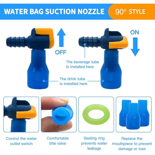 Professional Bite Valve Replacement 90 Degree Silicone Mouthpiece Fit for Camelbak – Easy Installation with O-Ring Fit for Leak-Proof Hydration Bladders - Pack of 4