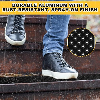 8 Pack Non Slip Aluminum Stair Tread 30 x 3.75 Inch Outdoor Stair Treads for Wooden Steps Screw Down Metal Stair Nosing Anti-Slip Stair Strip Non Slip Stair Grips Strips for Porch Steps Walkways