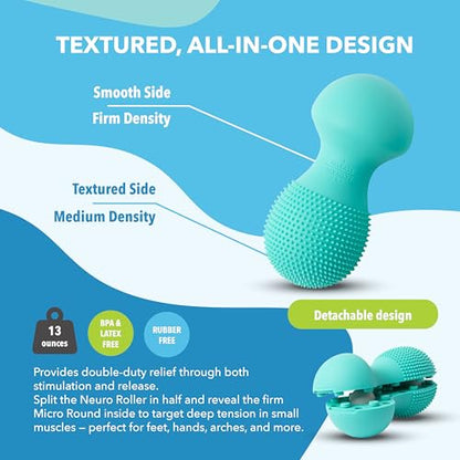 RAD Neuro Roller – Foot Massage Roller for Plantar Fasciitis & Recovery - Silicone, Dual-Texture Design with Built-in Massage Balls for Trigger Point Therapy & Foot Relief