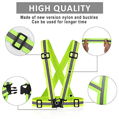 Reflective Vest - Running Vest Reflector, Reflective Running Vest with Safety Straps, High Visibility Reflector - color: F-10pcs Orange&green Vests