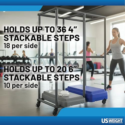The Step Rolling Cart for Stackable Steps with Locking Caster Wheels
