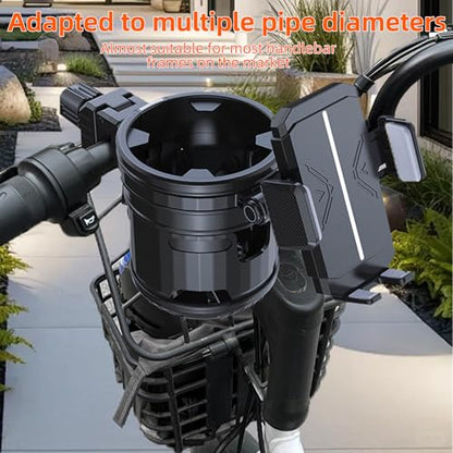 4-in-1 Universal Stroller Cup Holder – Adjustable Single/Double Cup & Phone Holder, 360° Rotatable, Anti-Slip Silicone Grip, Spill-Proof Design for Baby Strollers, bicycles,Wheelchairs, Shopping Carts