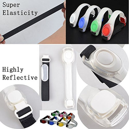 Premium LED Light Up Armband, Reflective Adjustable Wearable Silicone Running Belt Strap/Waterproof Glow in The Dark for Running Jogging Walking Cycling Concert Camping Outdoor Sports - color: Blue - 4 Pack
