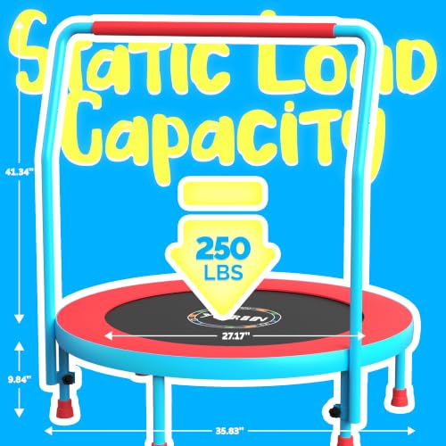 YORIN 36" Trampoline for Kids, Foldable Mini Trampoline with Foam Handle - color: Red