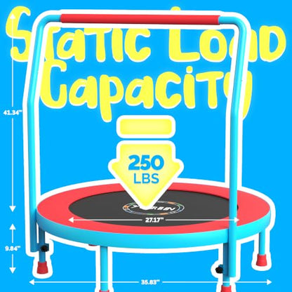 YORIN 36" Trampoline for Kids, Foldable Mini Trampoline with Foam Handle - color: Red