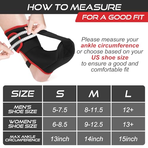Plantar Fasciitis Night Splint Sock: Soft Plantar Fasciitis Brace with Arch Support for Sleeping Achilles Tendonitis Foot Drop Heel Pain - Plantar Fasciitis Relief for Women and Men Black-Red (Medium) - color: Black Red-Medium