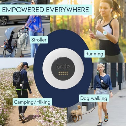 She's Birdie - The Original Personal Safety Alarm Disc for Bikes, Hikes, and Late Nights - Loud Siren, LED Light for Extra Visibility, Rechargeable, Handsfree, Lightweight, Water Resistant (Charcoal) - color: Charcoal