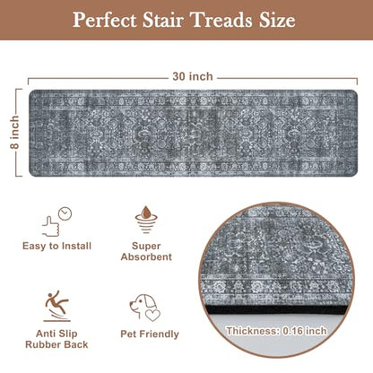 OJIA Stair Treads Non-Slip Stair Runner for Wooden Steps 15PC 30"x8" - color: Dark Gray, size: 30" x 8"