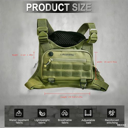 Outdoor Sports Chest Bag, Tactical Vest, Men/Women, Olive - color: Olive