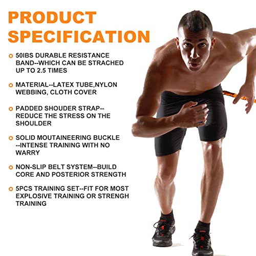 Resistance Explosive Training Set, Adjustable Shoulder Waist Belt - color: OR-6.6ft