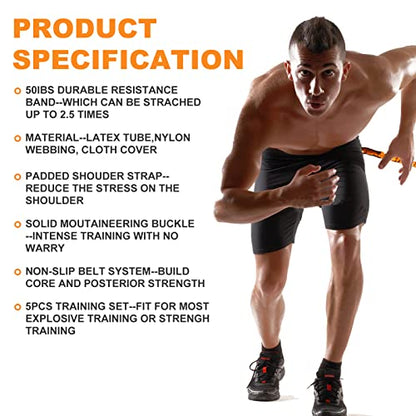 Resistance Explosive Training Set, Adjustable Shoulder Waist Belt - color: OR-6.6ft