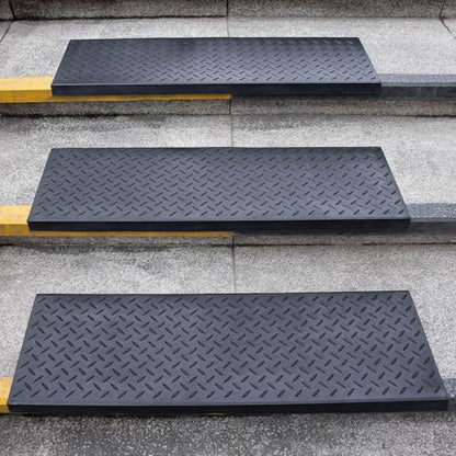 Spurtar 35" x 9.85" Rubber Stair Treads, 3 Pack Outdoor Stair Treads, Black - color: Black-Diamond, size: 35" x 9.85"-3Pack