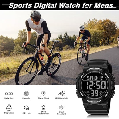 Mens Digital Watch, Sport Military Watch for Men, LED Large Face - color: 08-GB-GreyBlack-B