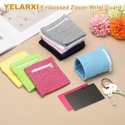 Wrist Wallet Wristband with Zipper, Cotton Wrist SweatBands Sports Absorb Sweat Wristbands - color: White