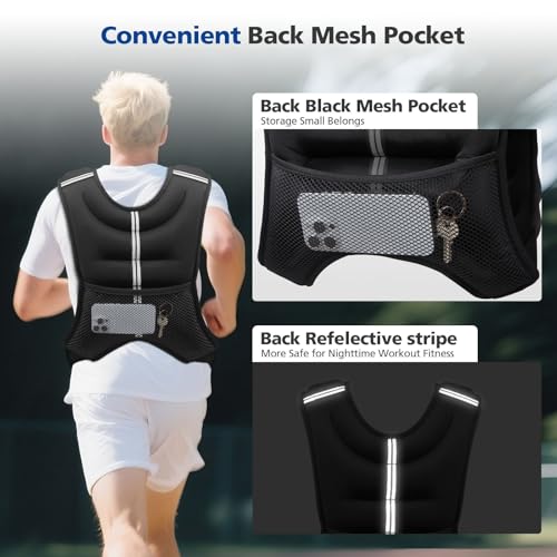 Wolliwa 6lb/8lb/12lb/16lb/20Lb Weighted Vest Woman Men - color: Dark Grey, size: 20 Lbs