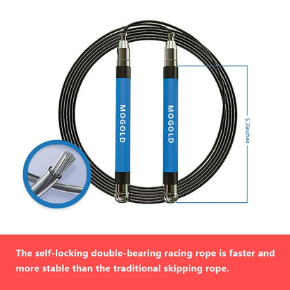 2-in-1 Speed Rope: 2mm for Boxing/MMA & 3mm for CrossFit - Tool-Free Adjustable Cable System with Dual Bearings - Sweatproof Hybrid Grip for High-Intensity Training - color: Blue