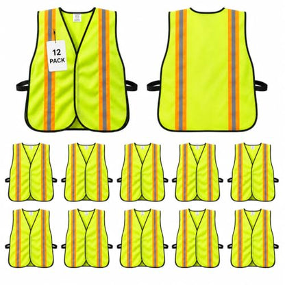 Lightweight Reflective Mesh Safety Vest with Hook and Loop - color: Yellow 12p