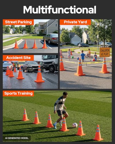 2 Pack 28In Collapsible Traffic Safety Cones with Reflective Collar - size: 28 Inch
