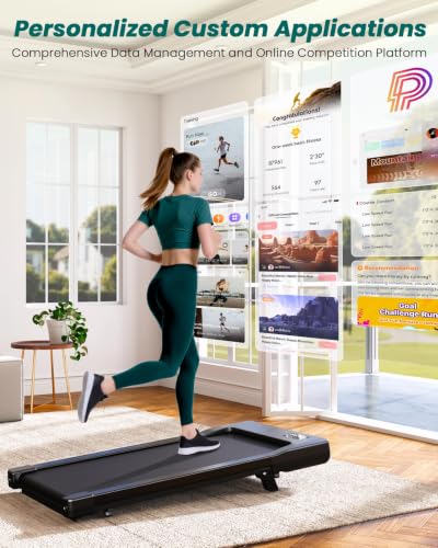 DeerRun Under Desk Walking Pad Treadmill for Home Office & Small Spaces, 6% Manual Incline, 0.6–3.8 MPH Walking Speed, 2.5 HP, 300 lb Capacity, App & Remote Control - color: Matte Black