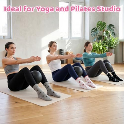 Cute Pilates Socks with Grips for Women Cotton Ruffle Yoga Sock - color: Red+pink+black+grey