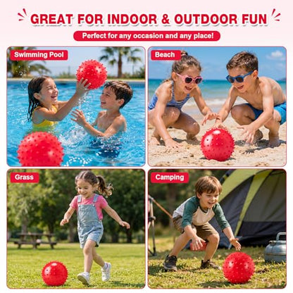 Jerify Knobby Balls Spiky Sensory Bouncy Balls Bulk - color: Red