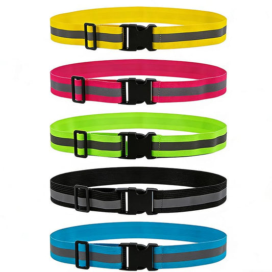 5-Piece Reflective Belt and Sash Set for Nighttime Running Safety and Visibility Adjustable Lightweight Vest and Waist Glow Straps for Running and Cycling Suitable for Women, Men, and Kids