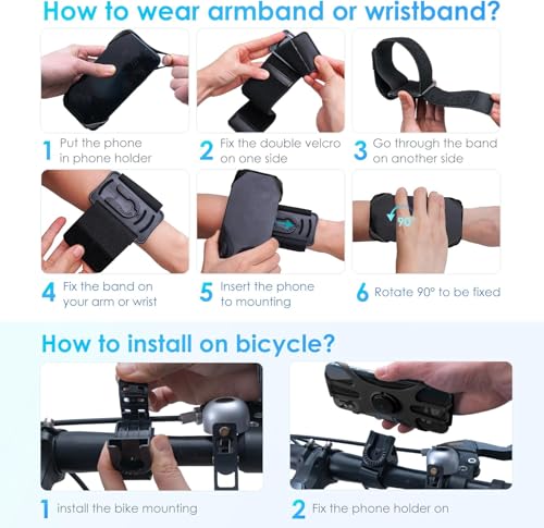 Cikyner 3 in 1 Running Armband, 360° Rotatable & Detachable Sports Armband - color: G4Blue