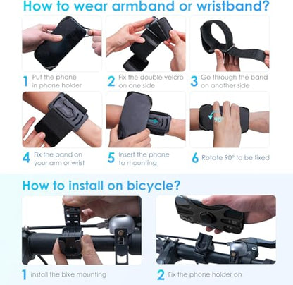 Cikyner 3 in 1 Running Armband, 360° Rotatable & Detachable Sports Armband - color: G4Blue