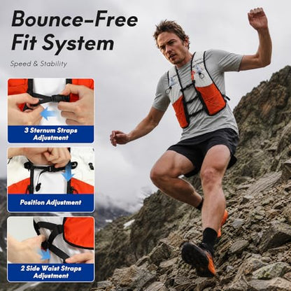 Haimont 5L Trail Running Hydration Vest with Soft Flasks - color: Orange, size: Medium
