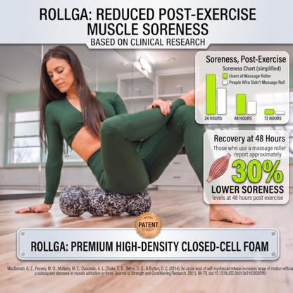 Rollga PRO - High Density Foam Roller for Exercise & Back Pain, 18 inches - color: Black