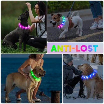 BSEEN Light Up Dog Collar - Silicone LED Dog Collar, Cuttable Lighted Puppy Collar, Glowing Dog Walking Lights for Small Medium Large Collars (Mix Color) - color: Mix Color-Standard(70cm)
