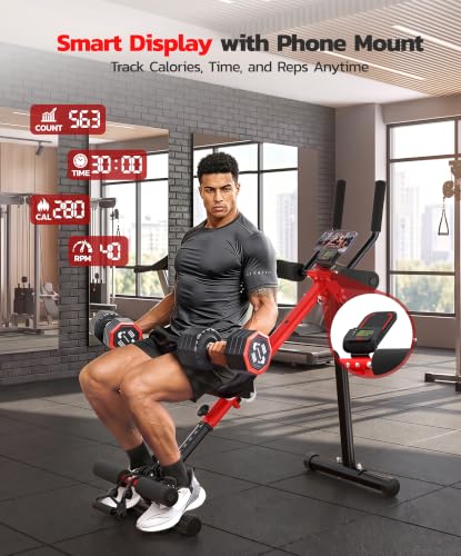 Ab Machine for Home, 2-in-1 Adjustable Ab Rowing Machine, Foldable