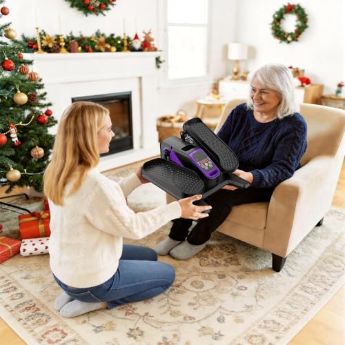 Under Desk Elliptical Leg Exerciser While Sitting for Seniors - color: Purple