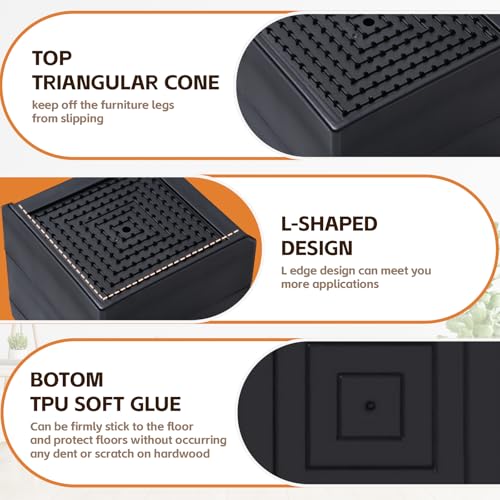 Bed Risers, Furniture Risers 4 inch, Heavy Duty Raise Blocks for Bed Couch Desk Sofa Table, 2/3/4 inch Adjustable Lifters Support up to 1300 Lbs (Black, 4 Pack Set)