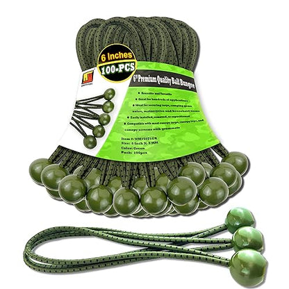 Wellmax 100 Pack 6 Inch Ball Bungee Cords, Heavy Duty 5mm, Green Camo - color: 6 Inch Camo Green