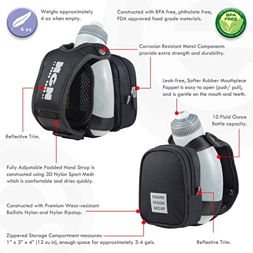 NGN Sport - Running Water Bottle Handheld | Hydration Bottle & Pack with Zippered Pocket - 10 oz (Cooling Lava Red, 10 oz (1-Pack)) - color: Cooling Lava Red, size: 10 oz (1-Pack)